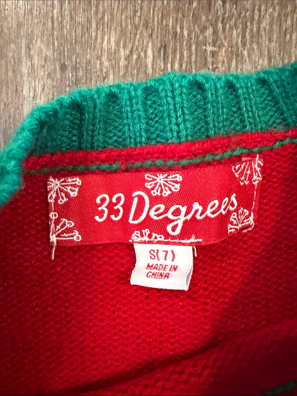 32 Degrees Red Holiday Sweater with White Dog and Green Tree - Picture 3 of 8